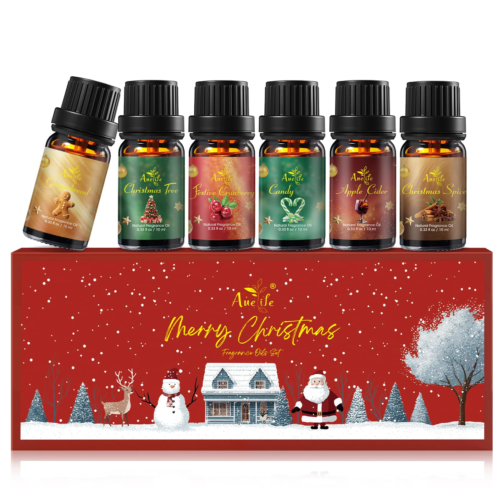 Auelife Christmas Essential Oil Set in premium packaging, ideal for gifting during the holidays.