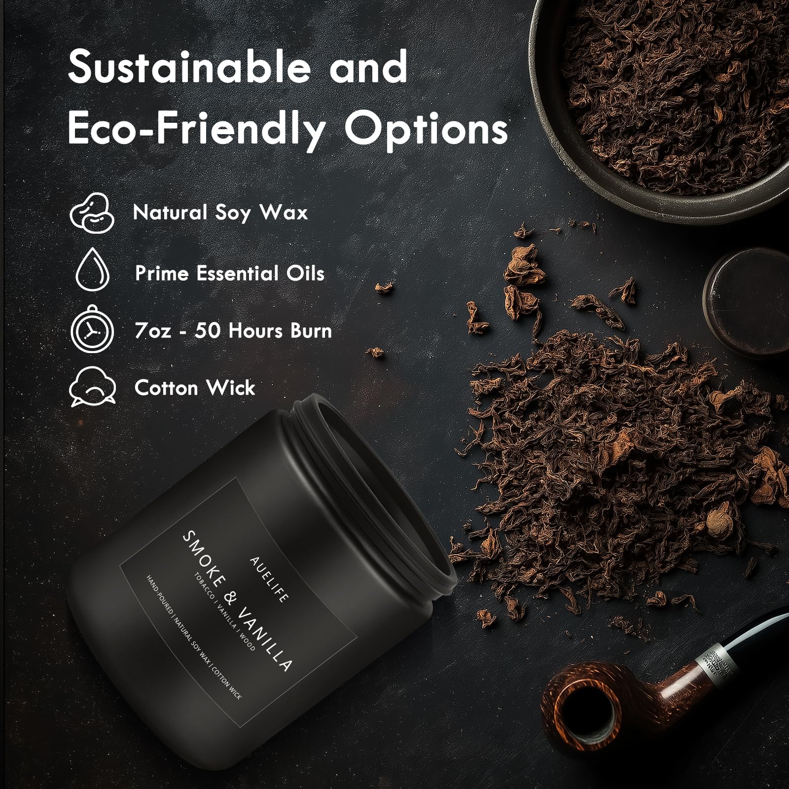Auelife black-jar minimalist candle complements modern masculine décor.
