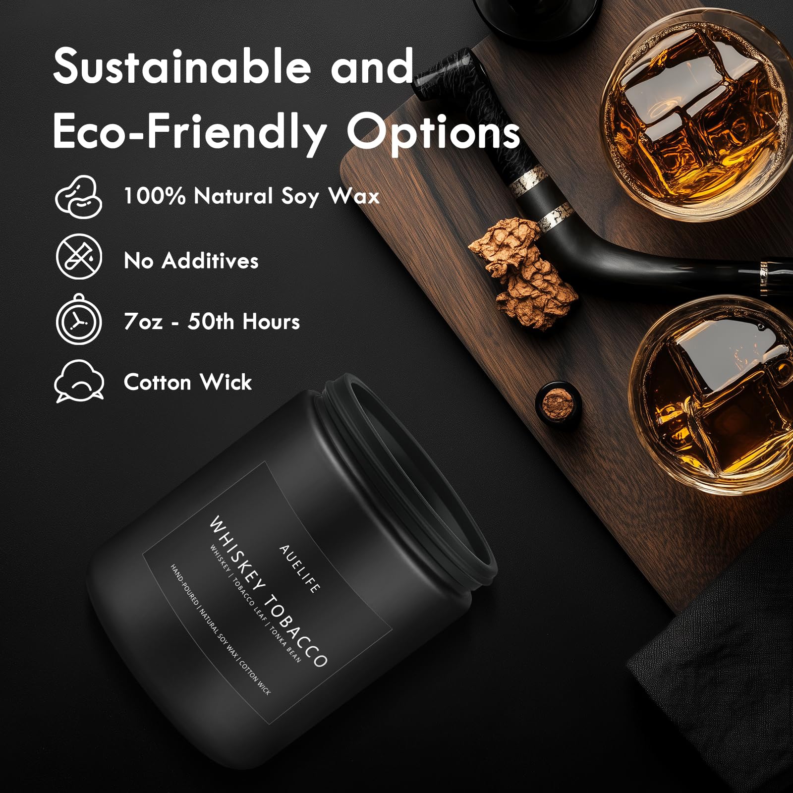 Auelife leather candle adds subtle luxury to lounges and bedrooms.