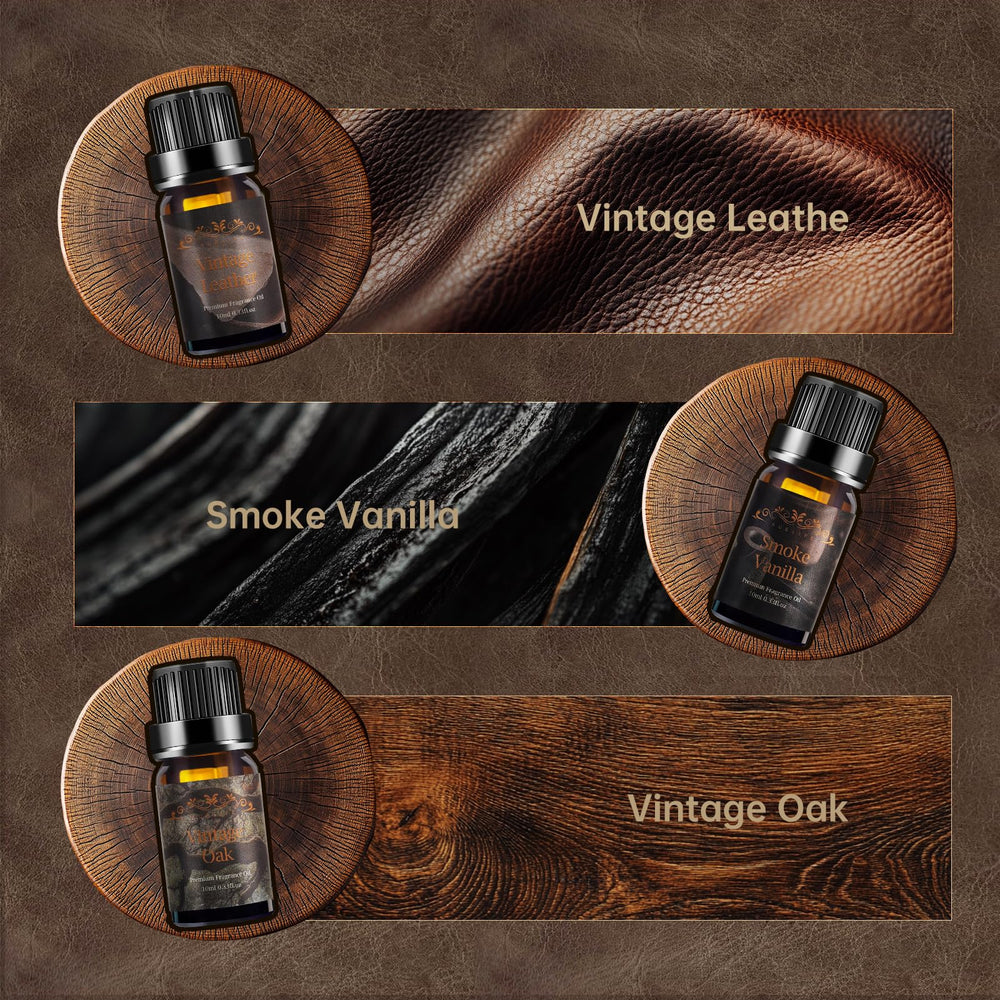Auelife Smoke Vanilla oil bottle creates cozy, smoky ambiance.