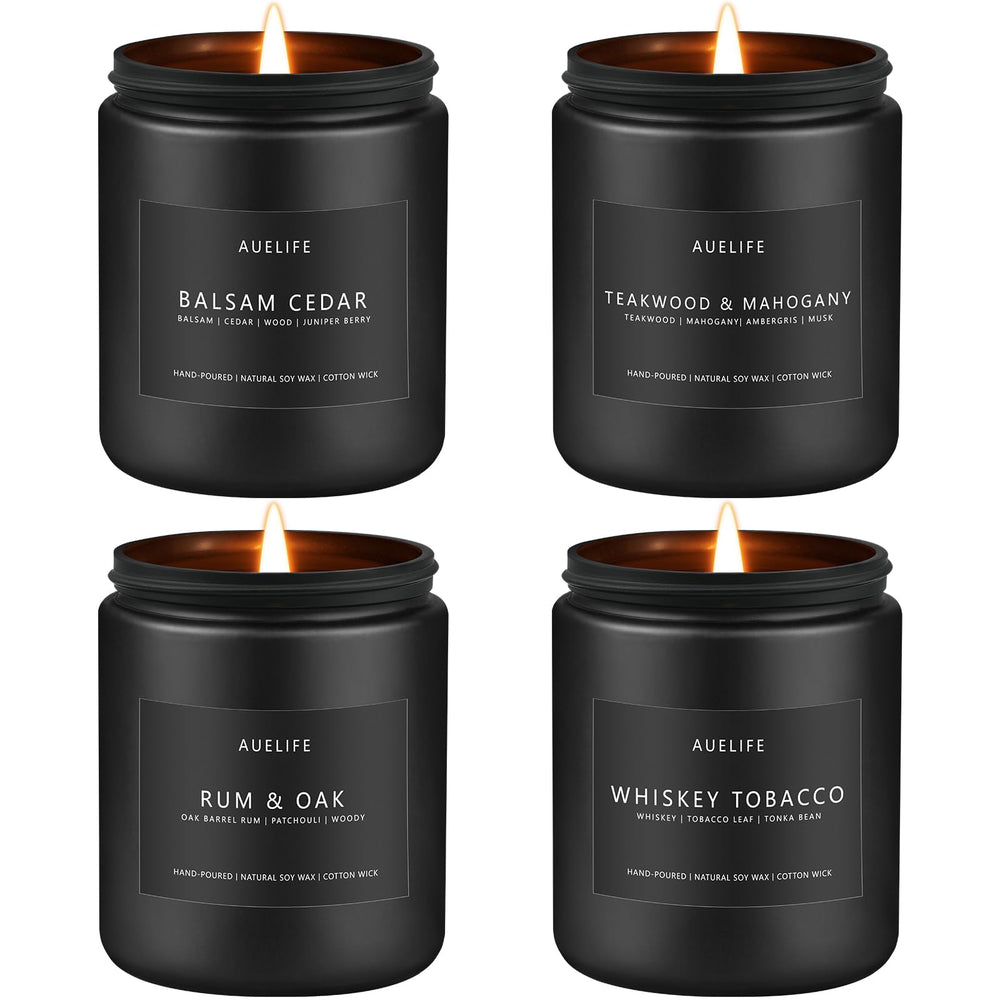 Auelife winter candle set with balsam cedar for a fresh masculine home ambiance.