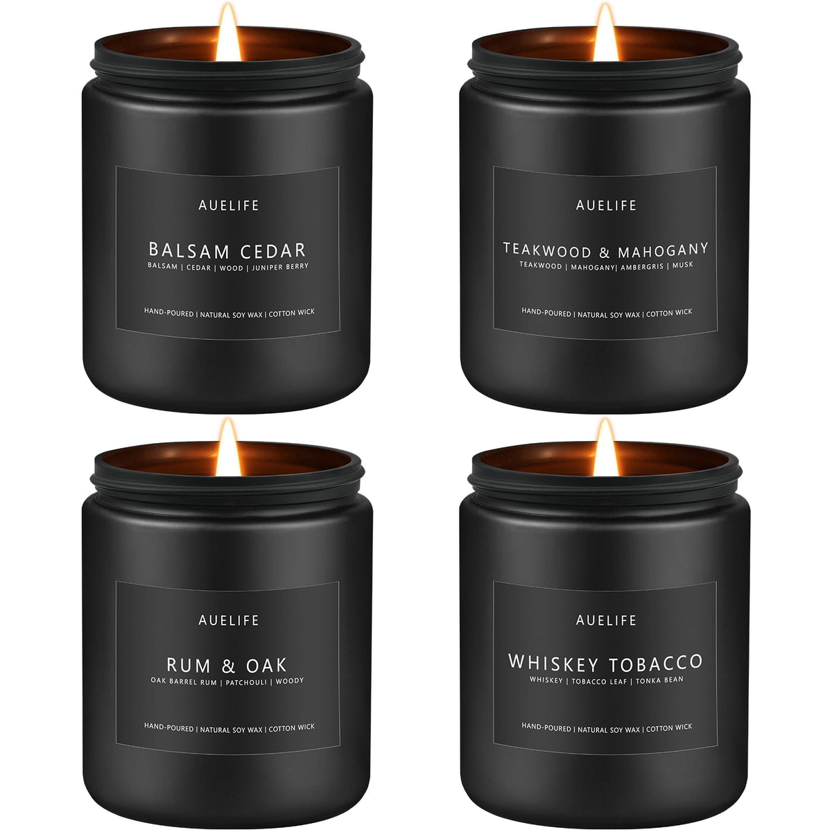 Auelife winter candle set with balsam cedar for a fresh masculine home ambiance.