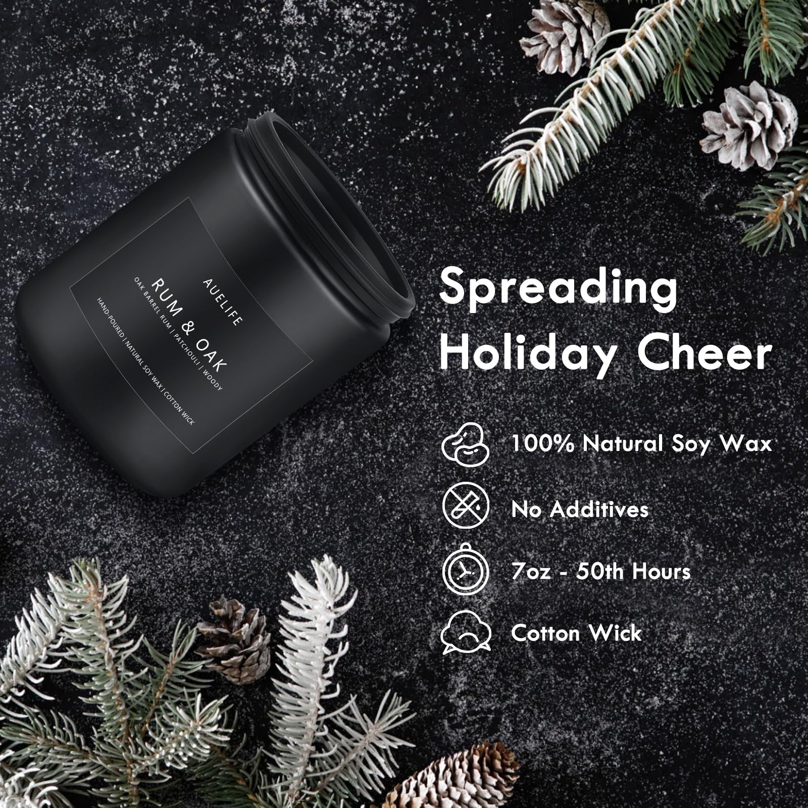 Auelife whiskey tobacco candle evokes smoky warmth for cozy evenings.