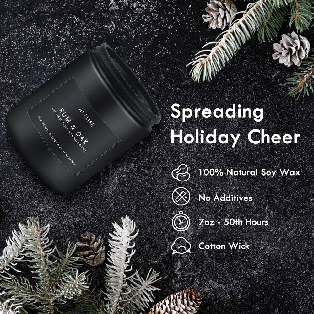 Auelife whiskey tobacco candle evokes smoky warmth for cozy evenings.