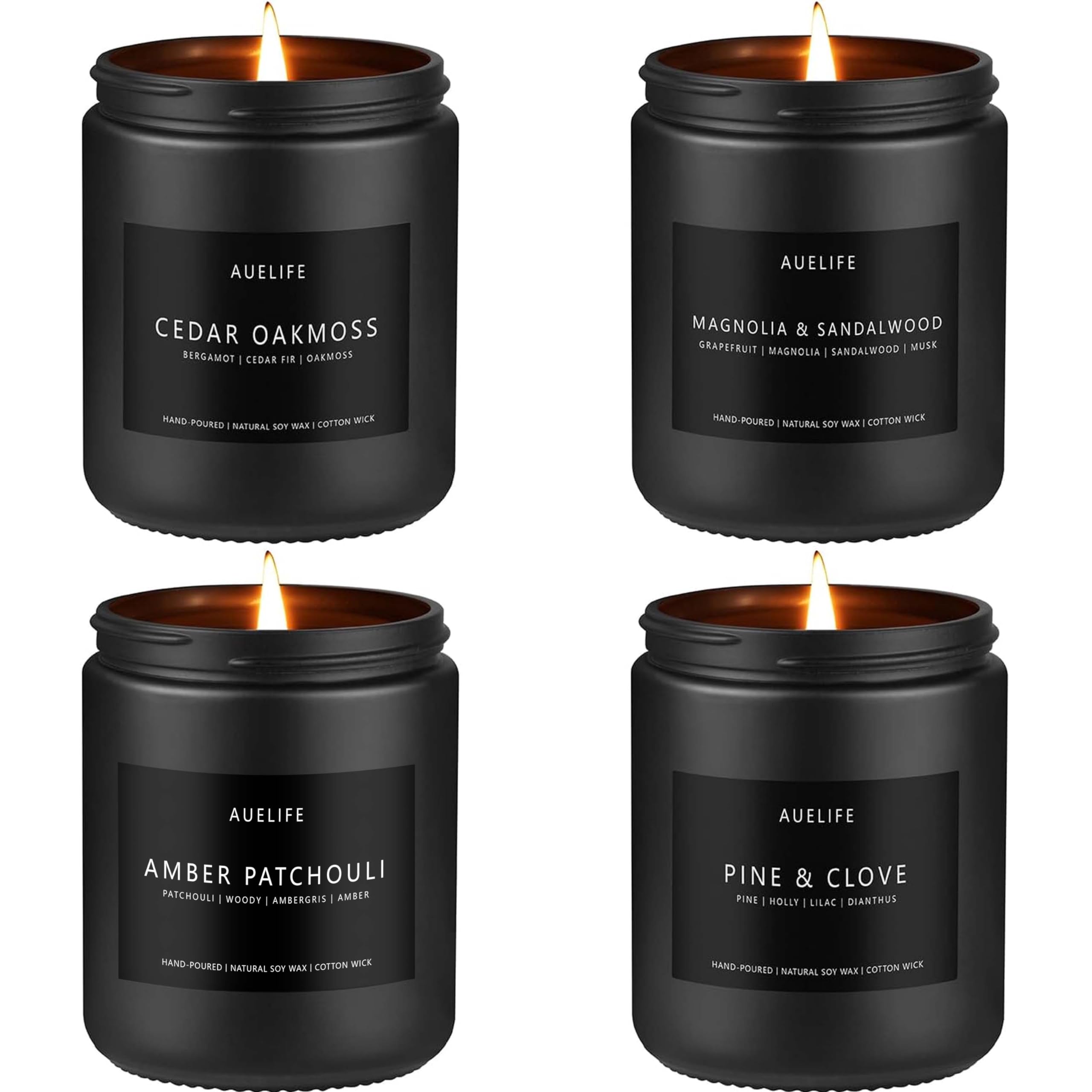 Auelife winter cedar oakmoss candle jar enhances a calm, masculine ambiance in any room.
