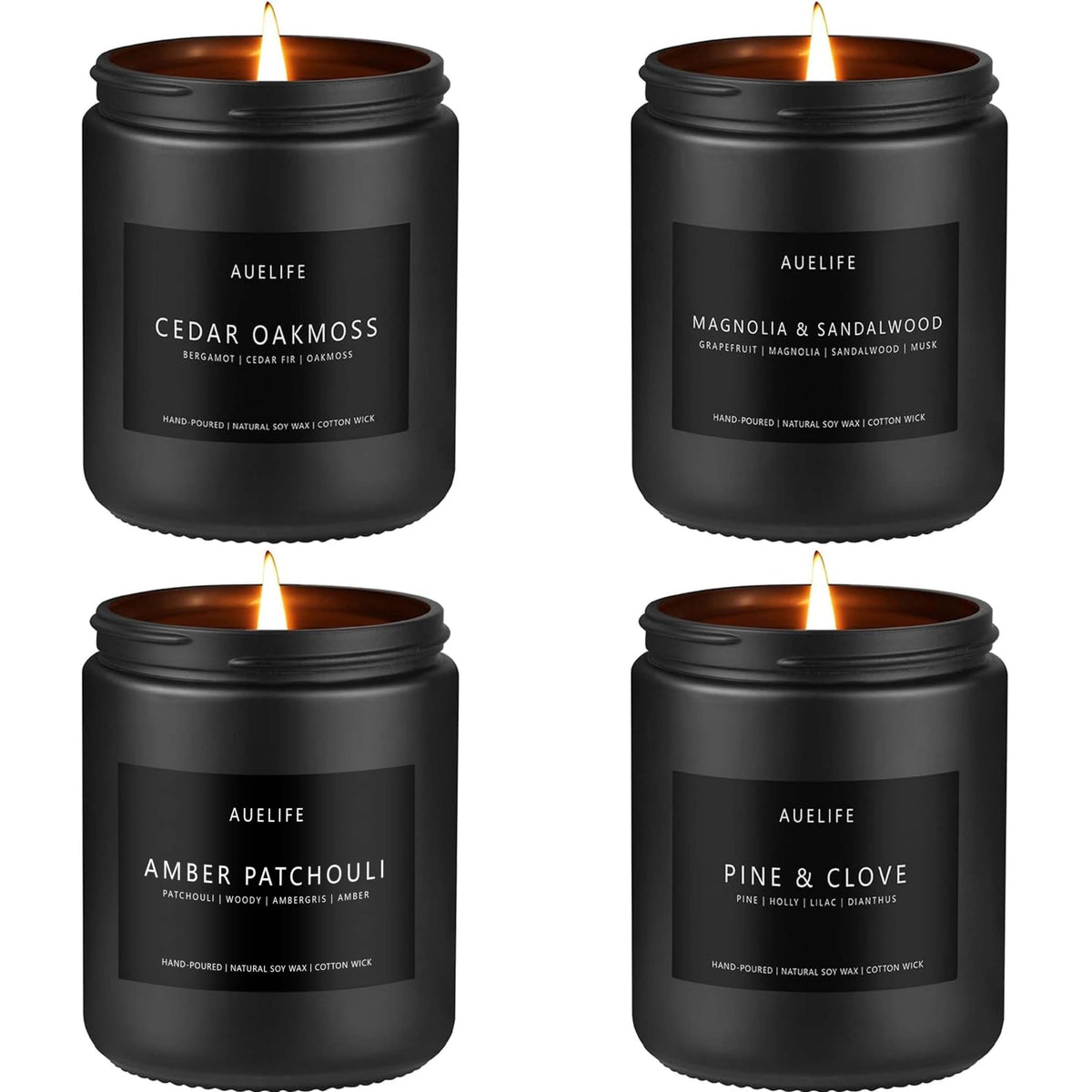 Auelife winter cedar oakmoss candle jar enhances a calm, masculine ambiance in any room.