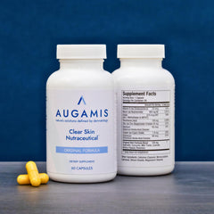 Augamis DIM-free label emphasizes safer hormonal acne approach.