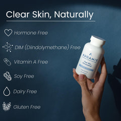 Augamis herbal blend botanical illustration highlights natural ingredients for clearer skin.