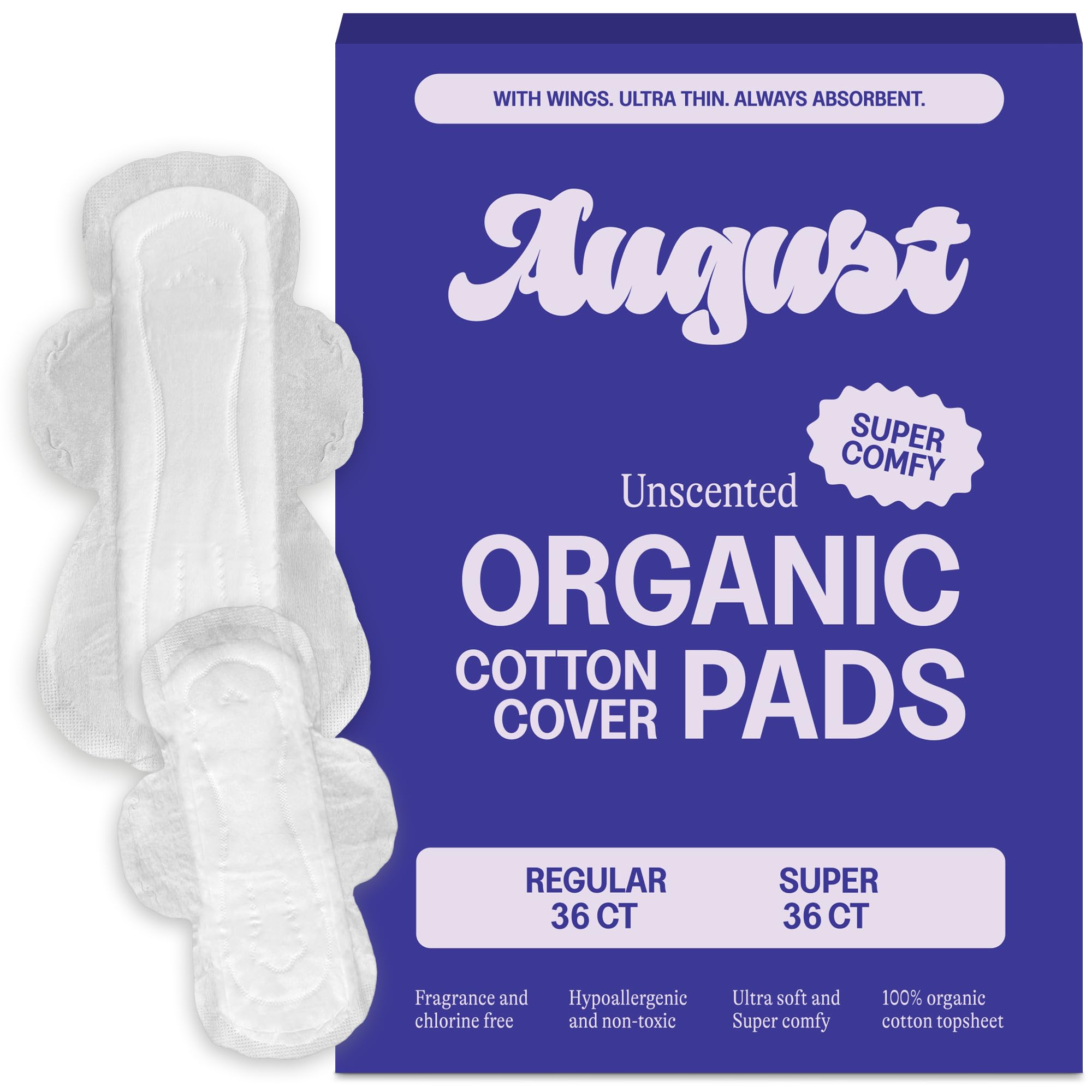 August Regular Cotton Pads pack front view for discreet daily protection