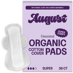 August Super Cotton Pads pack front view emphasizes all-day comfort