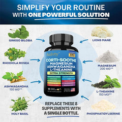 Auivty Corti-Soothe bottle side shows blend details for stress support.