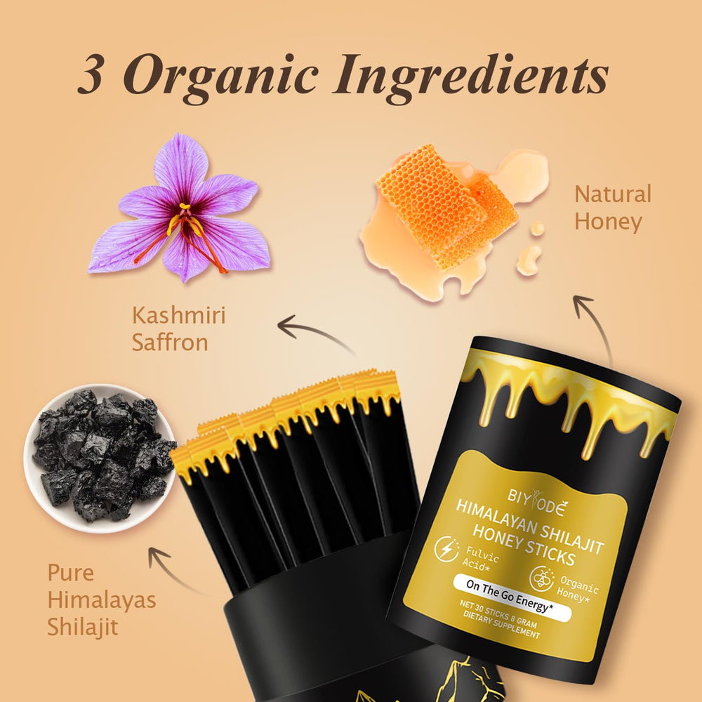 AUIXOPI Shilajit Honey Sticks pack shown for travel-friendly convenience