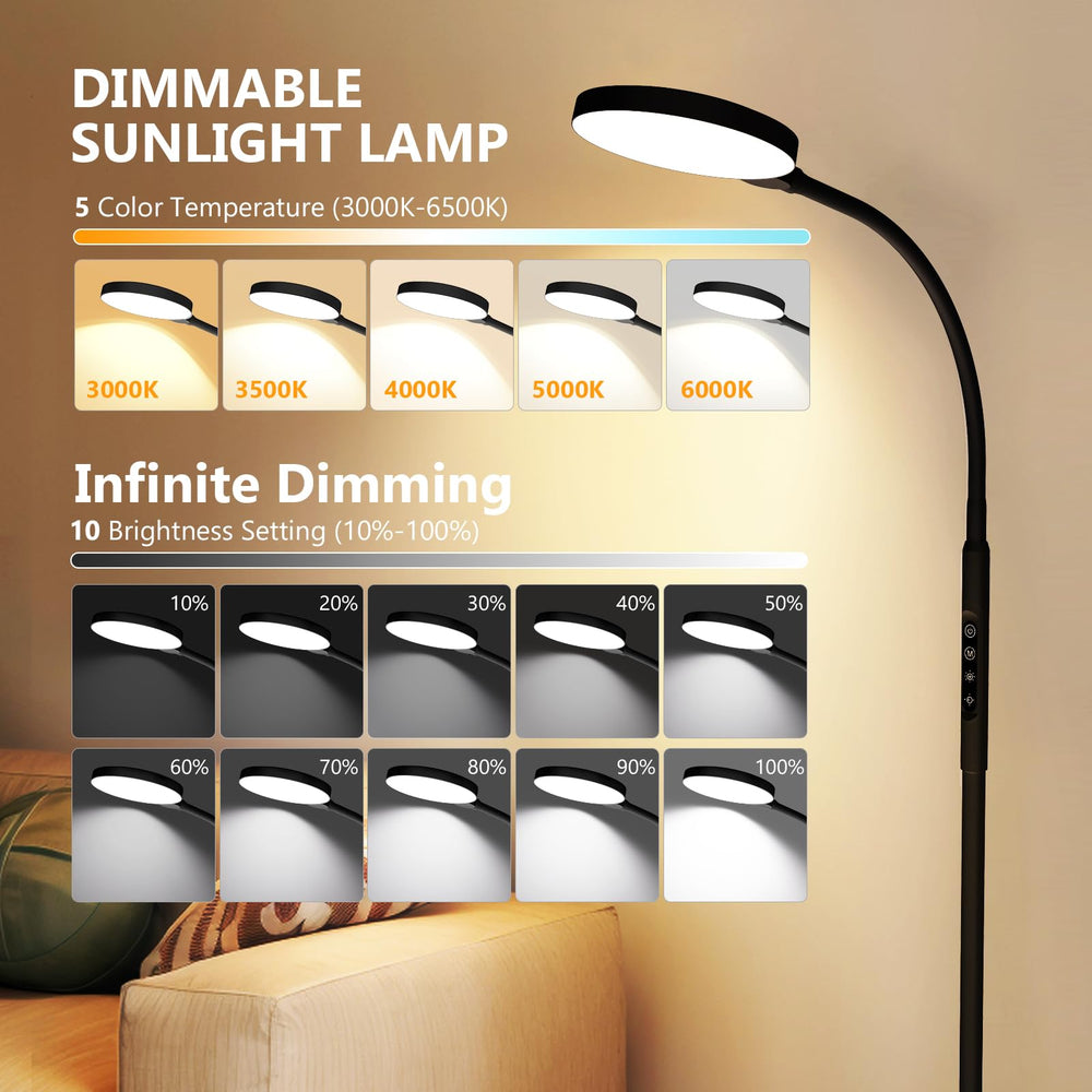 Aulaidik light therapy lamp five color temperatures offers versatile lighting for work and relaxation.