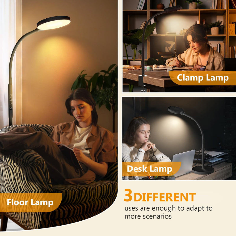 Aulaidik light therapy lamp gooseneck adjusts to position light exactly where needed.
