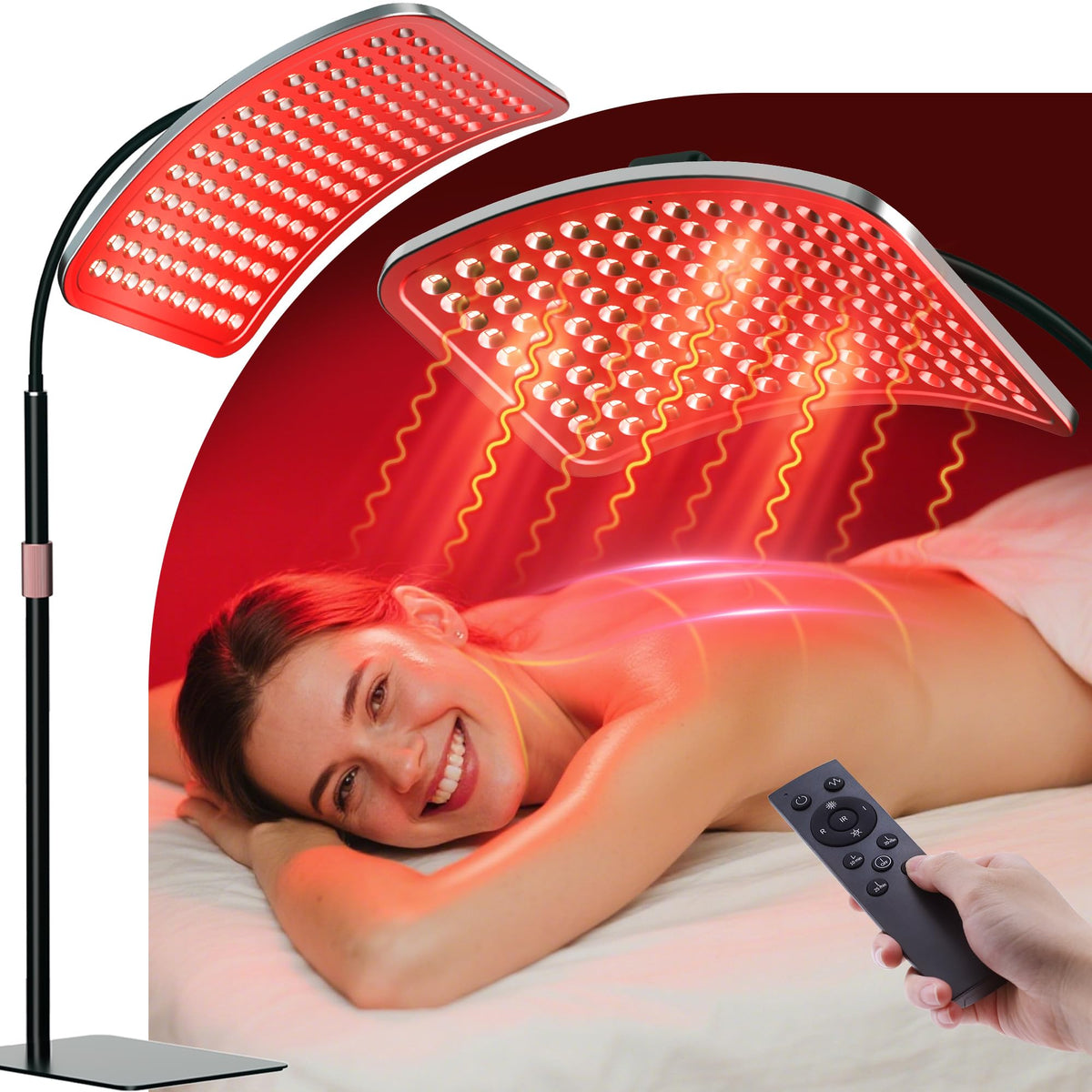 Aulanto red light panel on the face offering soothing light exposure for facial care