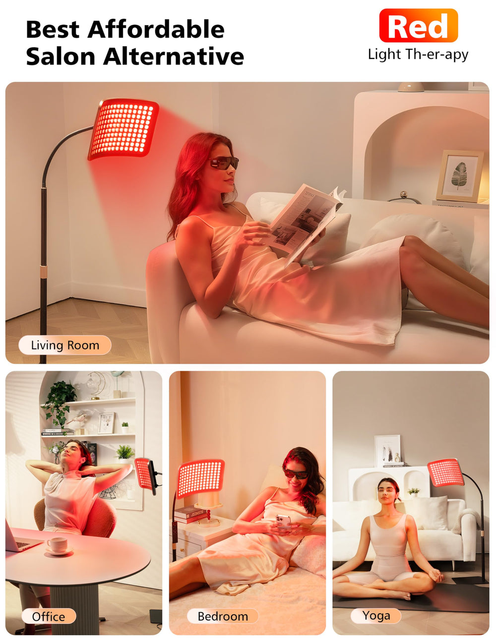 Aulanto red light panel height-adjustable stand enables versatile positioning