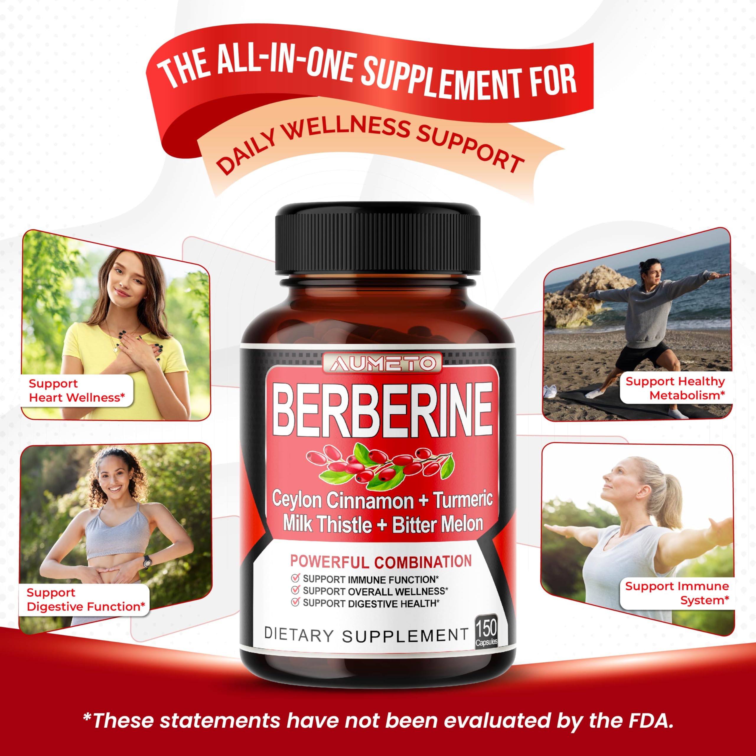 AUMETO Berberine bottle featuring bitter melon for digestive support ideas.