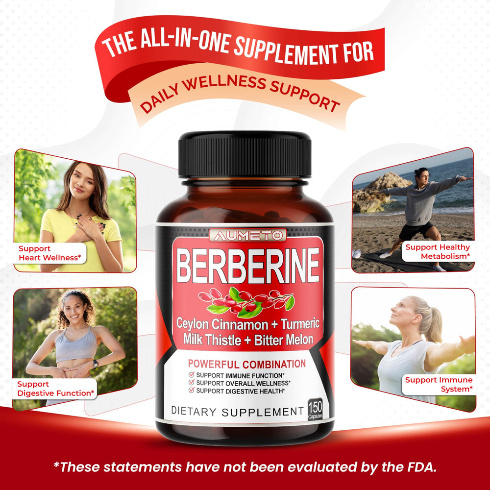 AUMETO Berberine bottle featuring bitter melon for digestive support ideas.