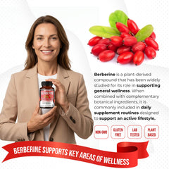 Close-up of AUMETO Berberine label highlighting cinnamon and turmeric ingredients.