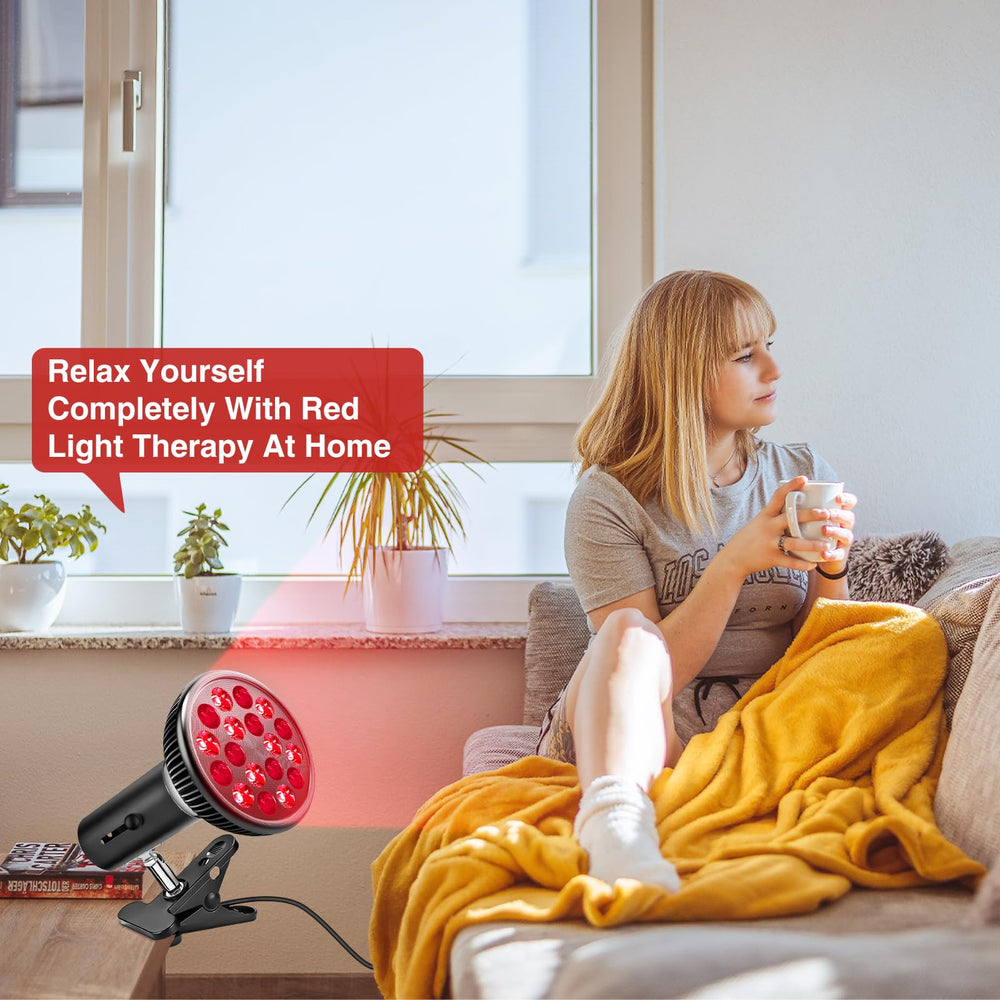 Aumtrly red light therapy lamp rotated to optimize angle at home