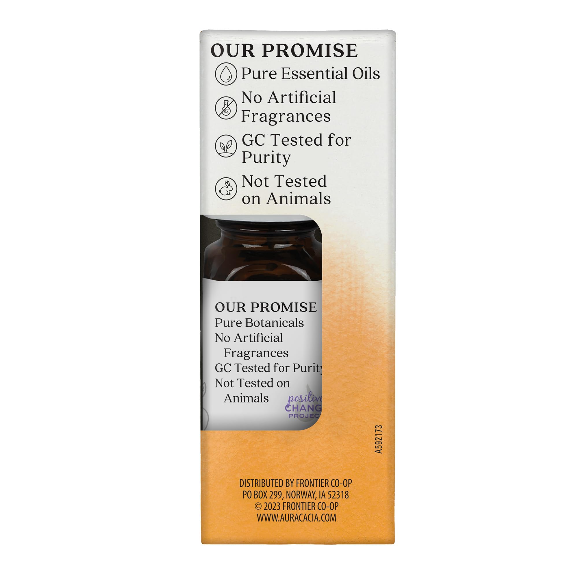 Aura Cacia Citrus Burst label detail emphasizes purity and botanical sourcing.