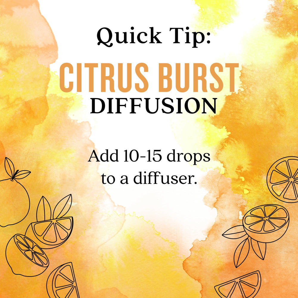 Aura Cacia Citrus Burst safety/info label reminds safe storage and use guidance.