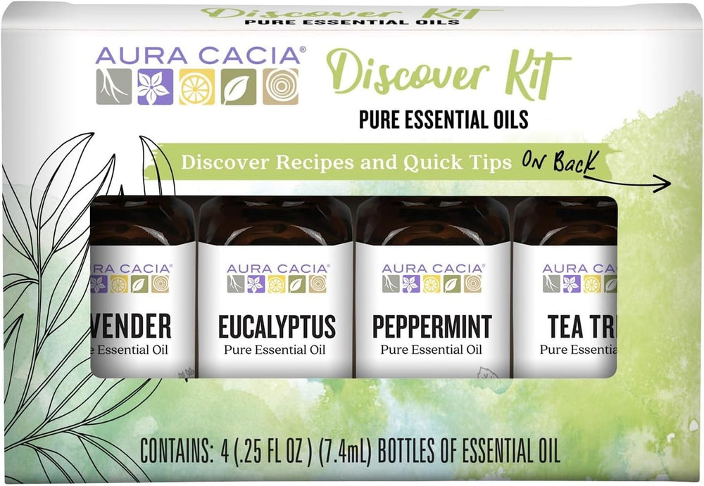 Aura Cacia Discover kit lavender bottle for calming diffuser blends