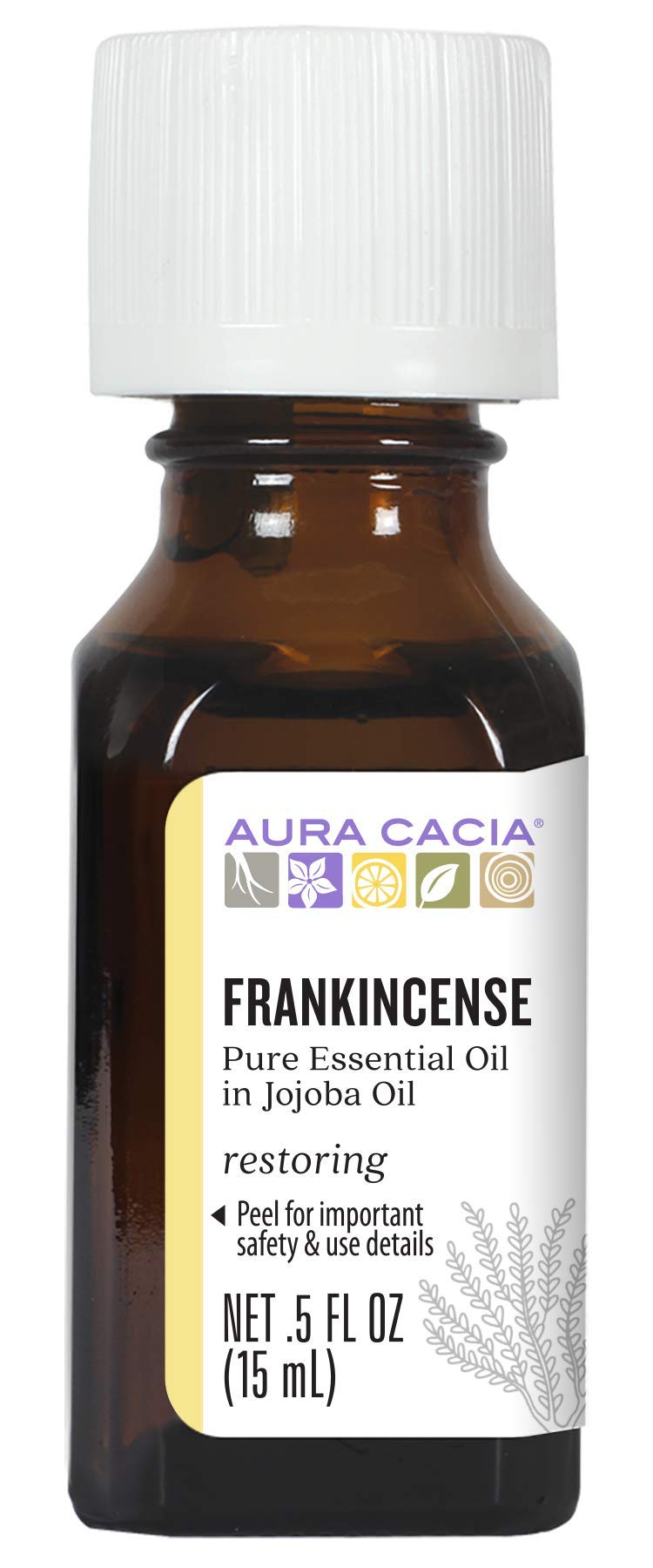 Aura Cacia Frankincense in Jojoba Oil bottle for calm, focused aromatherapy use