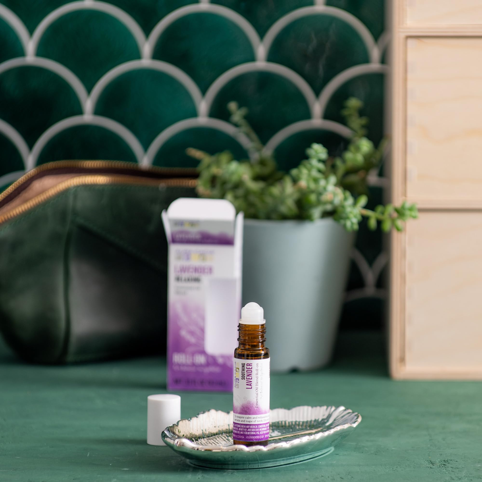 Aura Cacia Lavender Roll-On packaging, travel-ready for nighttime calm