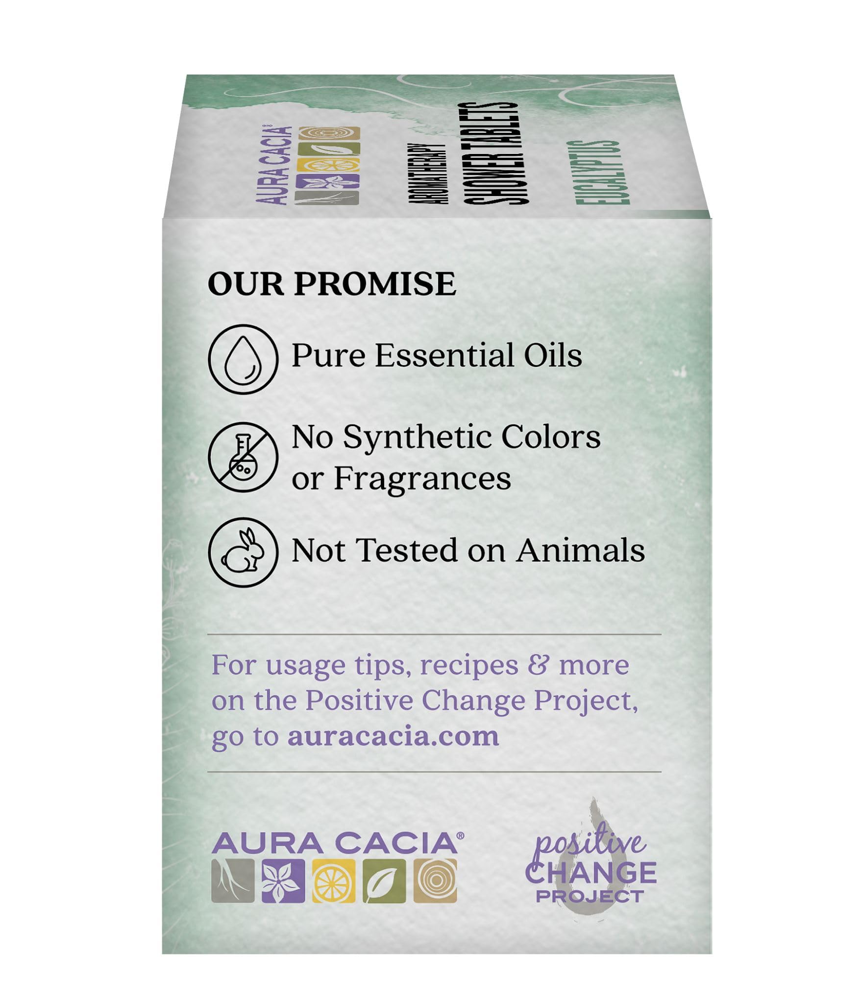 Aura Cacia Purifying Eucalyptus Shower Tablet floating in direct water stream
