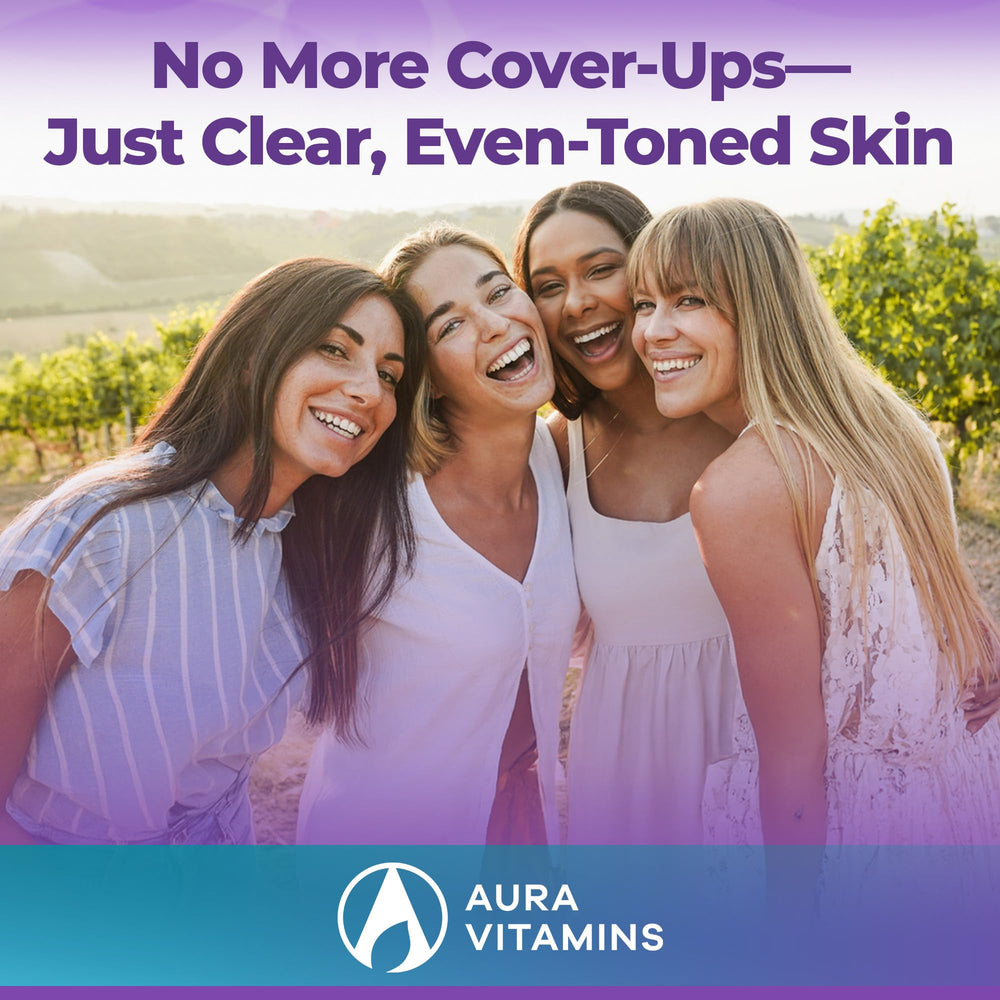 Aura Vitamins Vitiligo Capsules label design conveys brand trust cues.