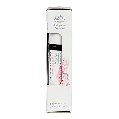 Aura Cacia packaging highlights natural rose aroma and purity.
