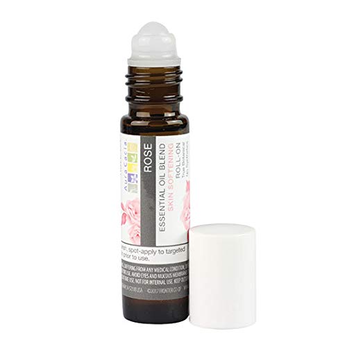 Aura Cacia Rose Roll-On close-up of Rosa Damascena scent.