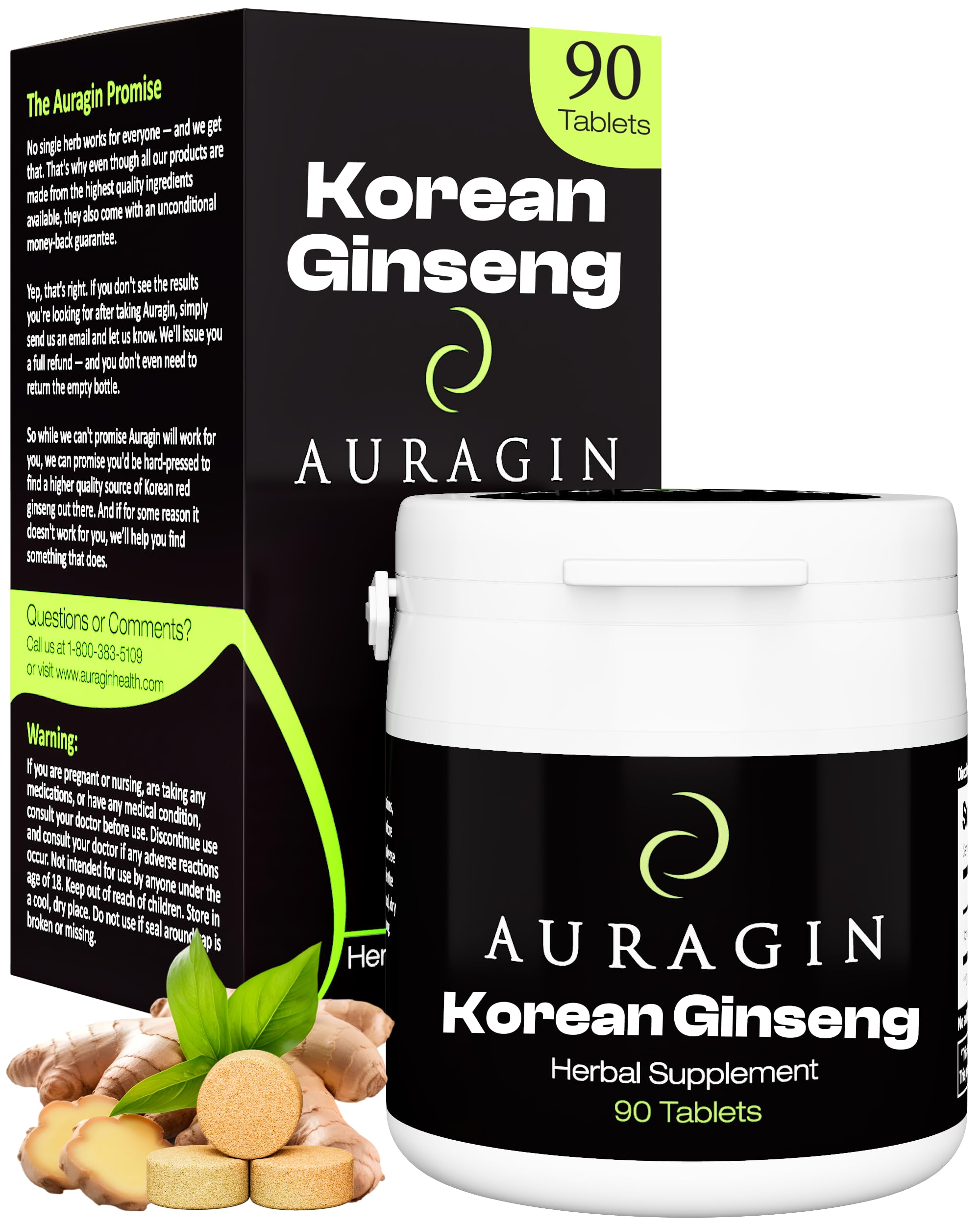 Auragin authentic Korean red ginseng bottle for daily wellness.