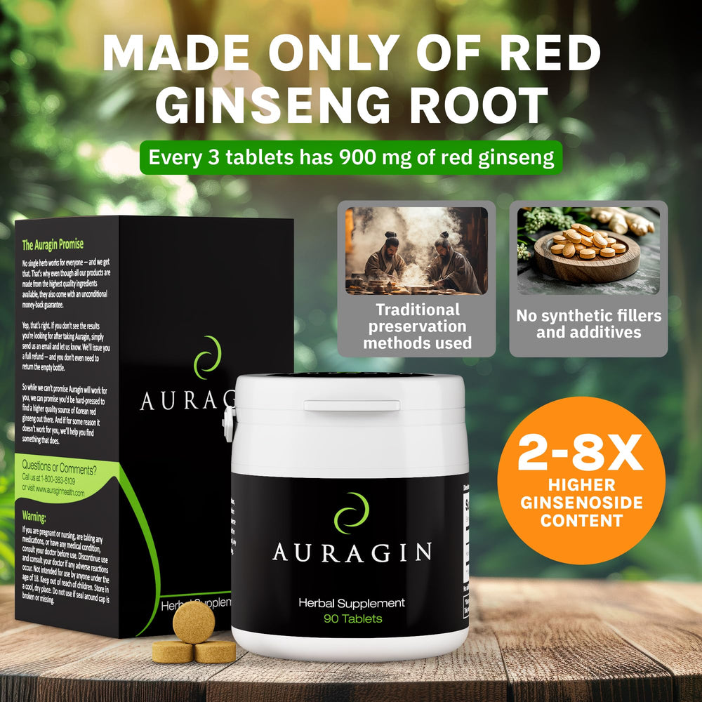 Auragin made-in-Korea packaging emphasizing origin and freshness.