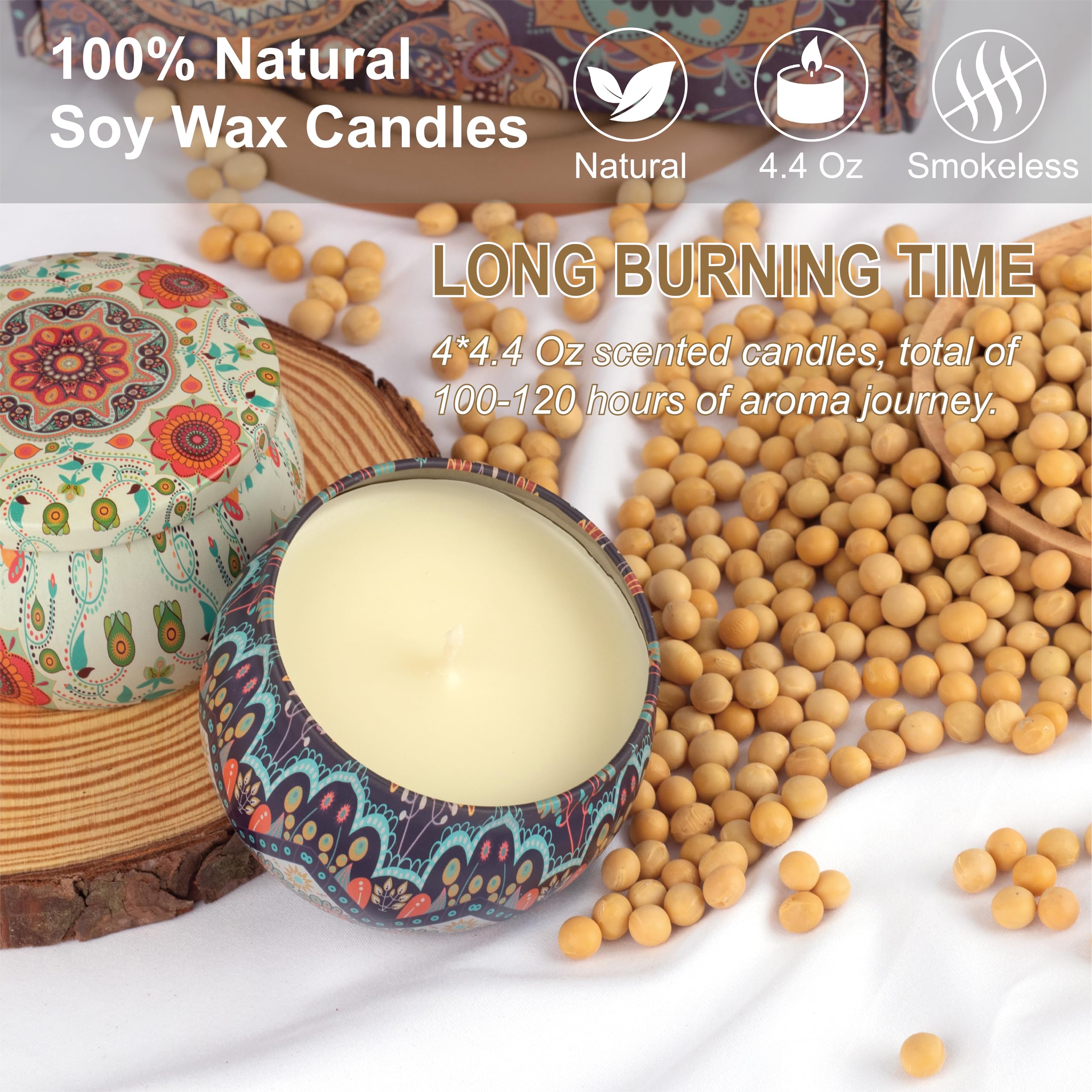 Auralome four-point-four-ounce candle tin with clean burn and long-lasting scent.