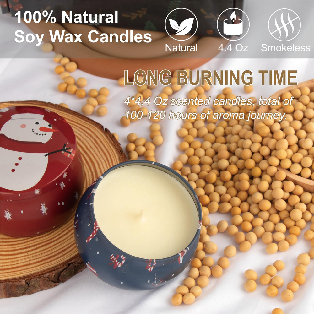 Auralome candle fragrance labels display four distinct aromas for versatile home use.