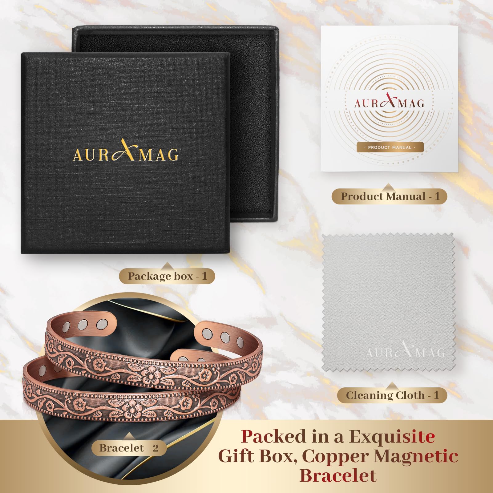 Auramag set of two copper bracelets offers versatile styling