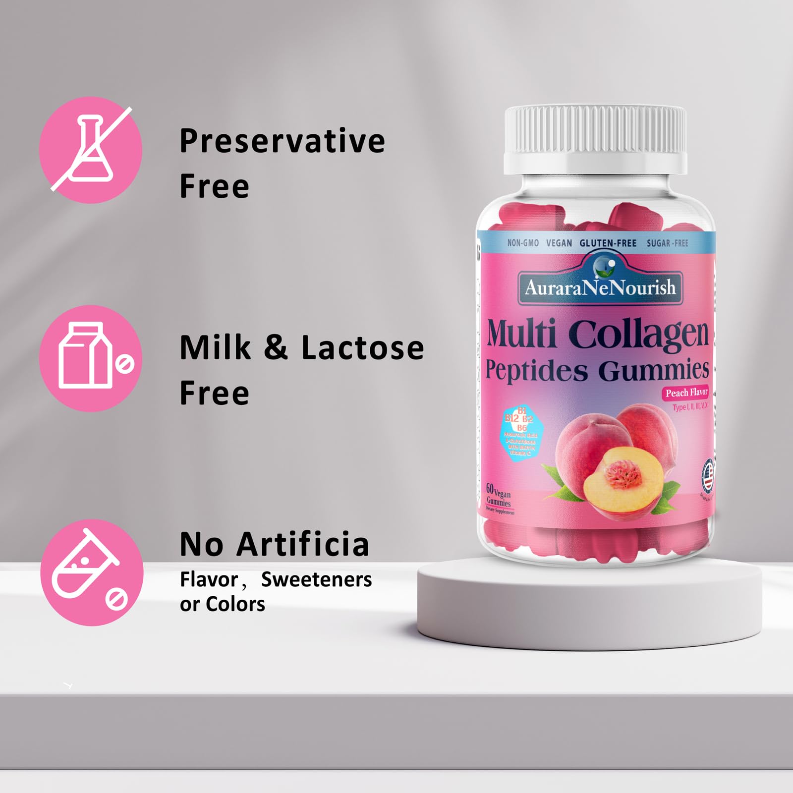 AuraraNeNourish peach gummies served as a daily snack idea.
