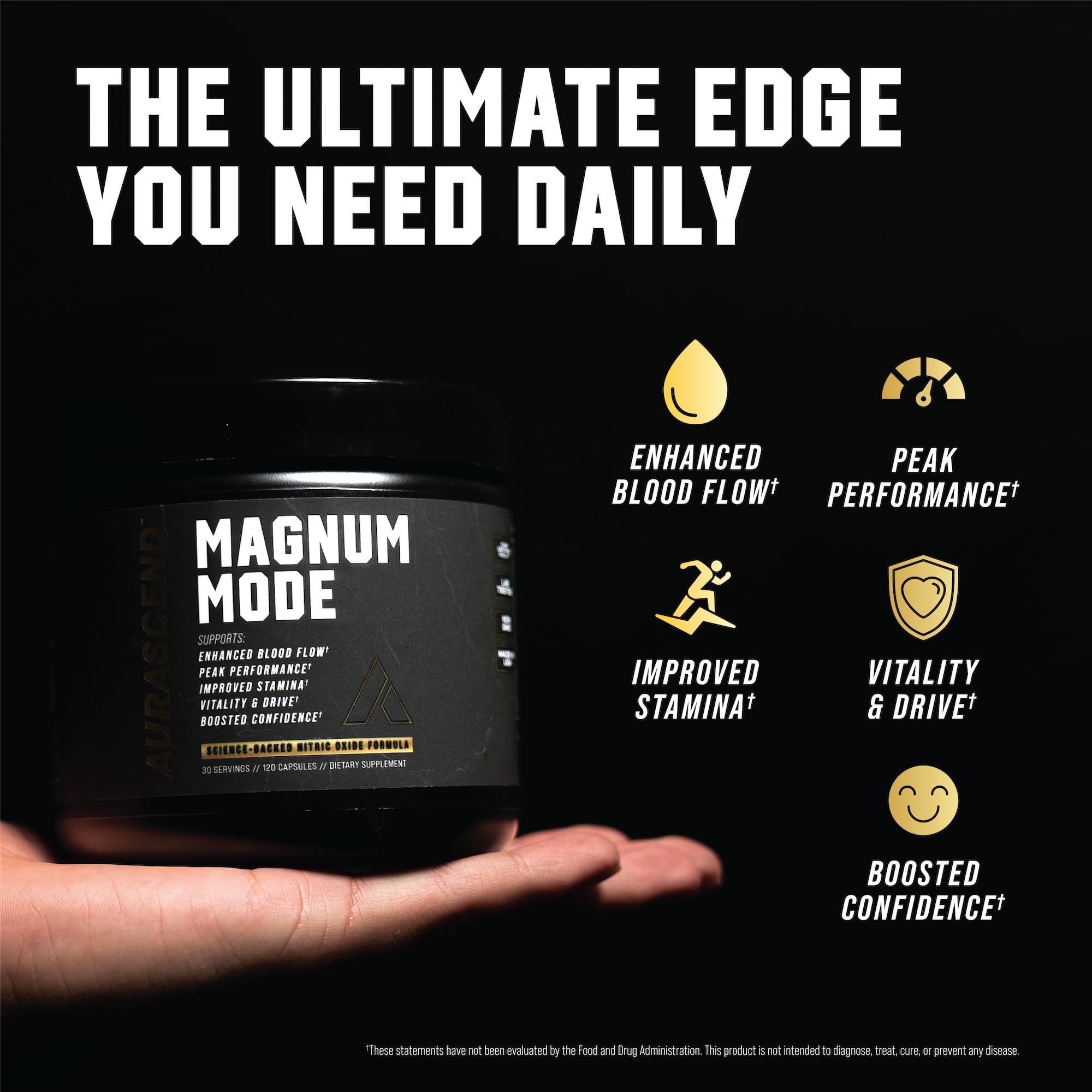 Man preparing Aurascend Magnum Mode daily-use capsules before workout.
