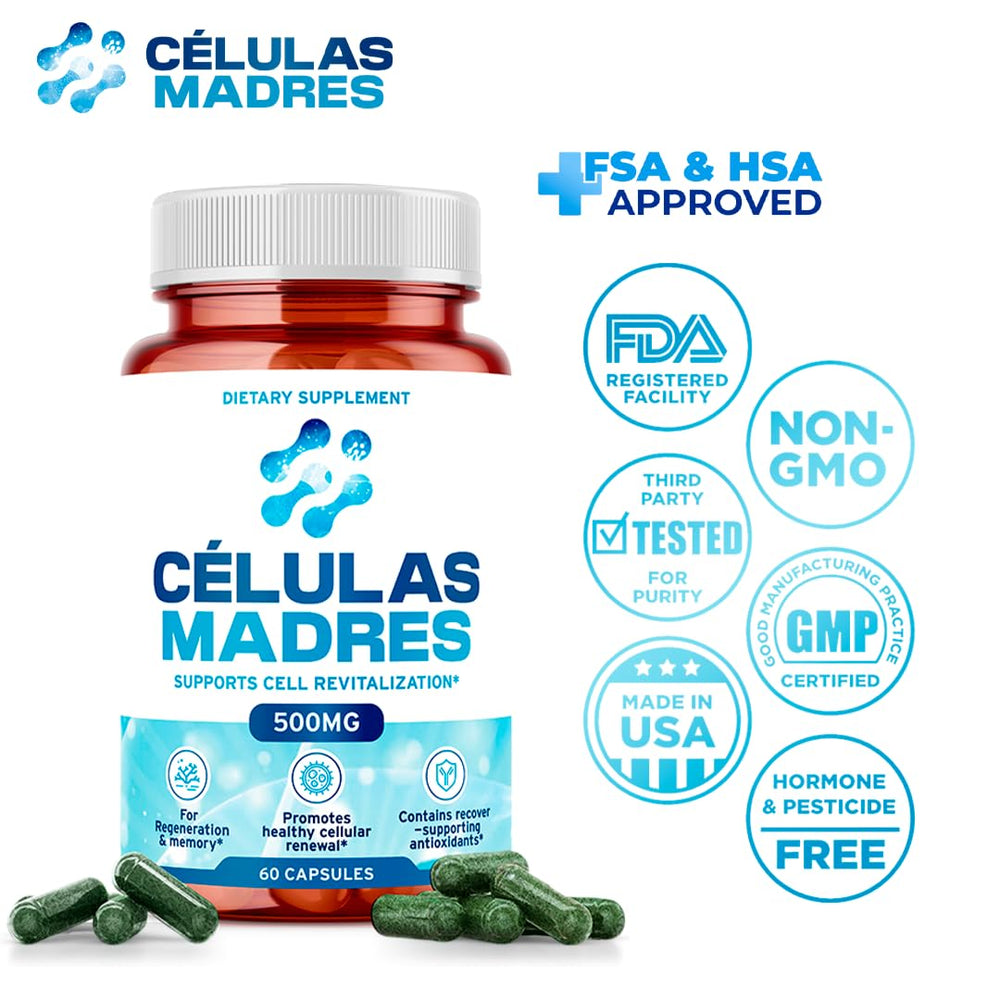 Aura Vitamins Stem Cell 500mg capsules provide antioxidant support for cell health.