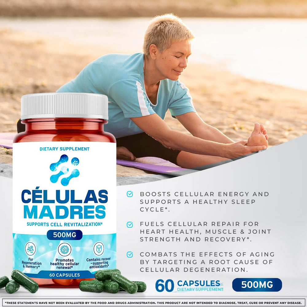 Aura Vitamins Stem Cell 500mg with spirulina and chlorella for nutrient synergy.