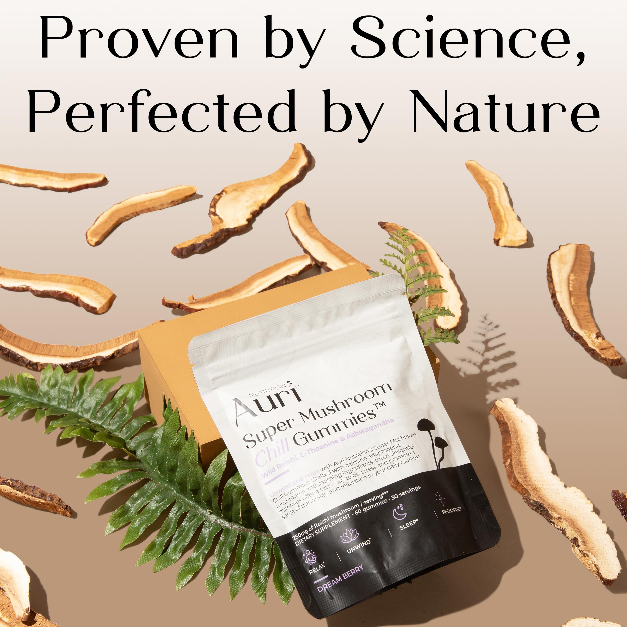 Auri Chill Blend label emphasizes L-Theanine and Ashwagandha advantages