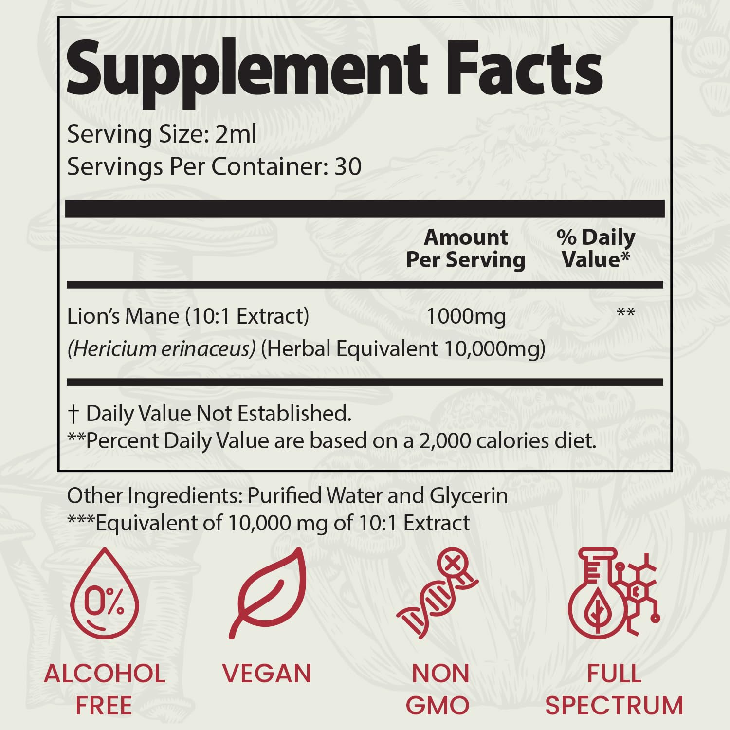 Auri Lions Mane vegan non-GMO symbol highlighting clean ingredients.