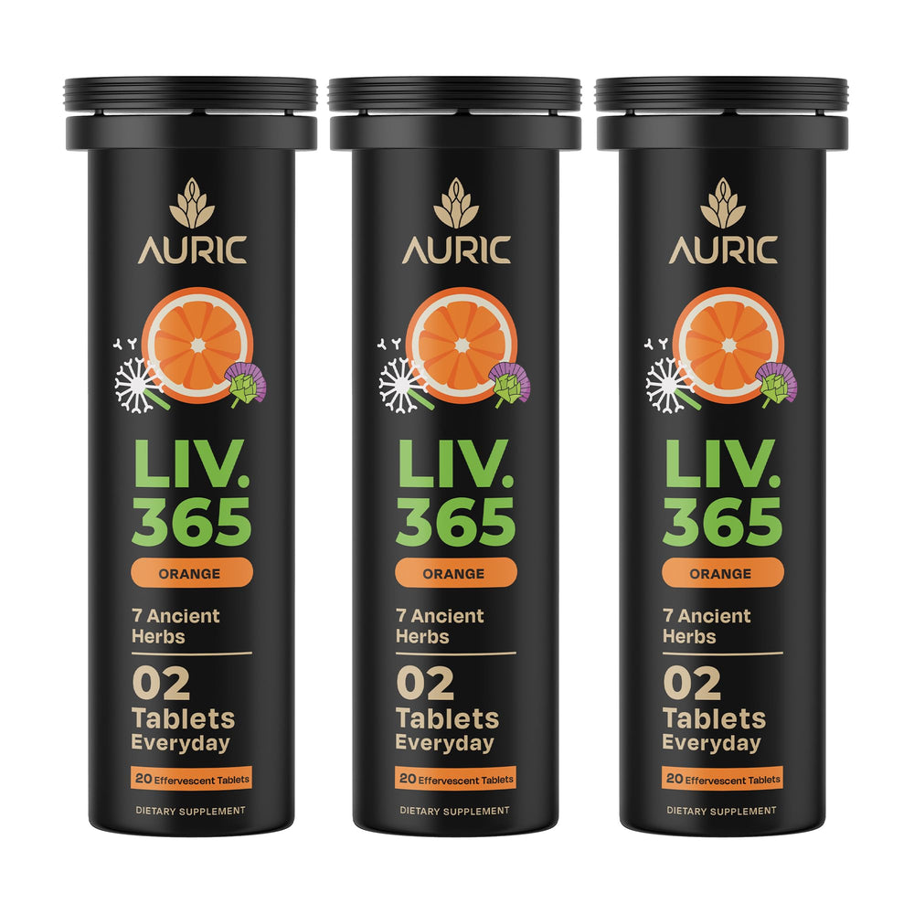 Auric Herbal Liver Support tablets in bottle for daily detox and maintenance