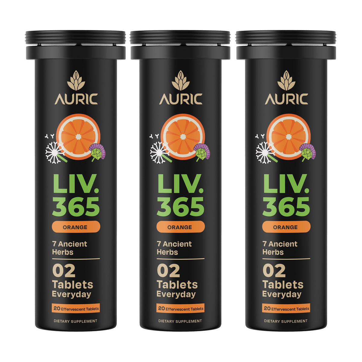 Auric Herbal Liver Support tablets in bottle for daily detox and maintenance