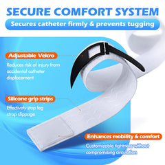 AurMirai strap demonstrates non-slip design to keep catheter in place while resting or moving.