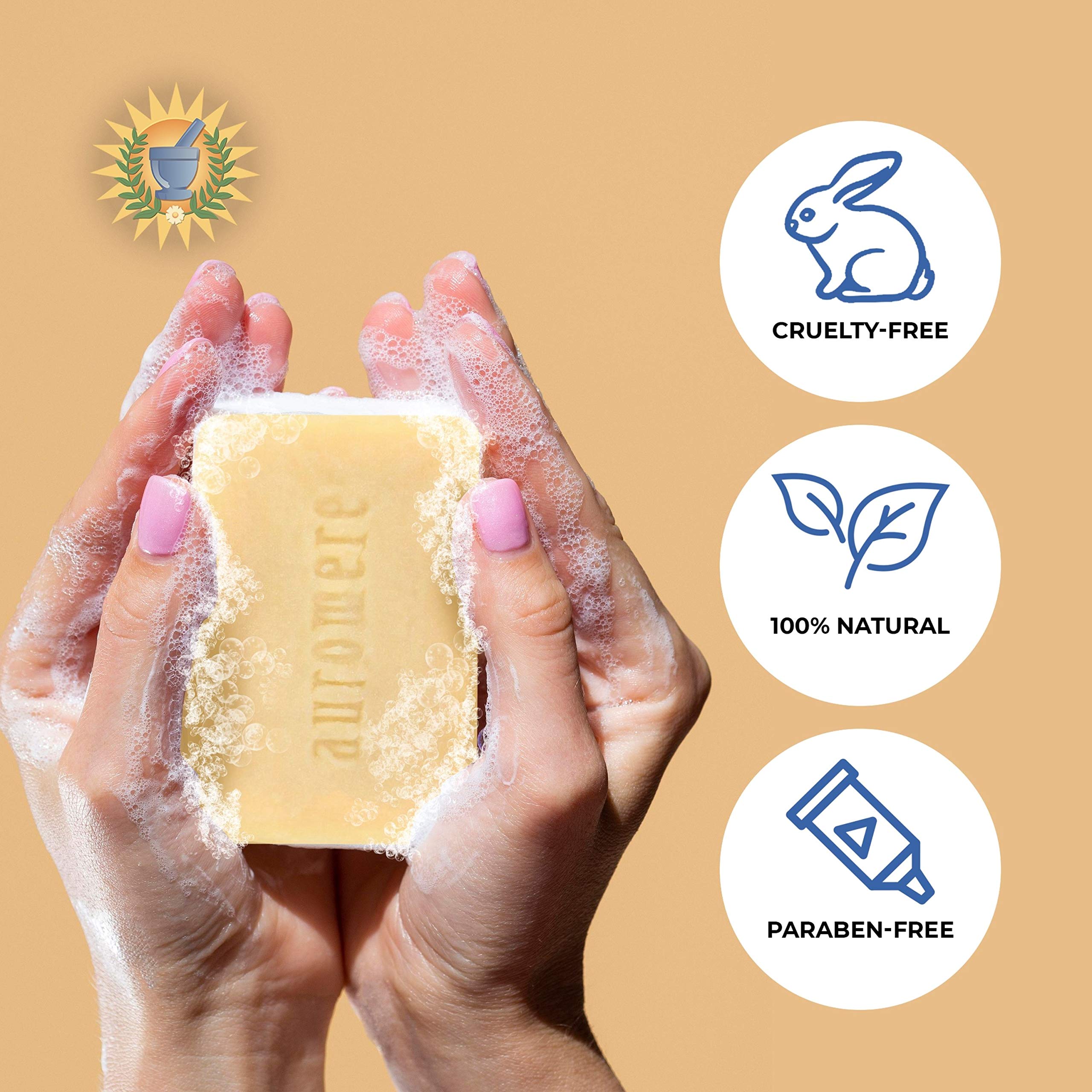 Auromere coconut oil base delivers rich moisture and creamy lather