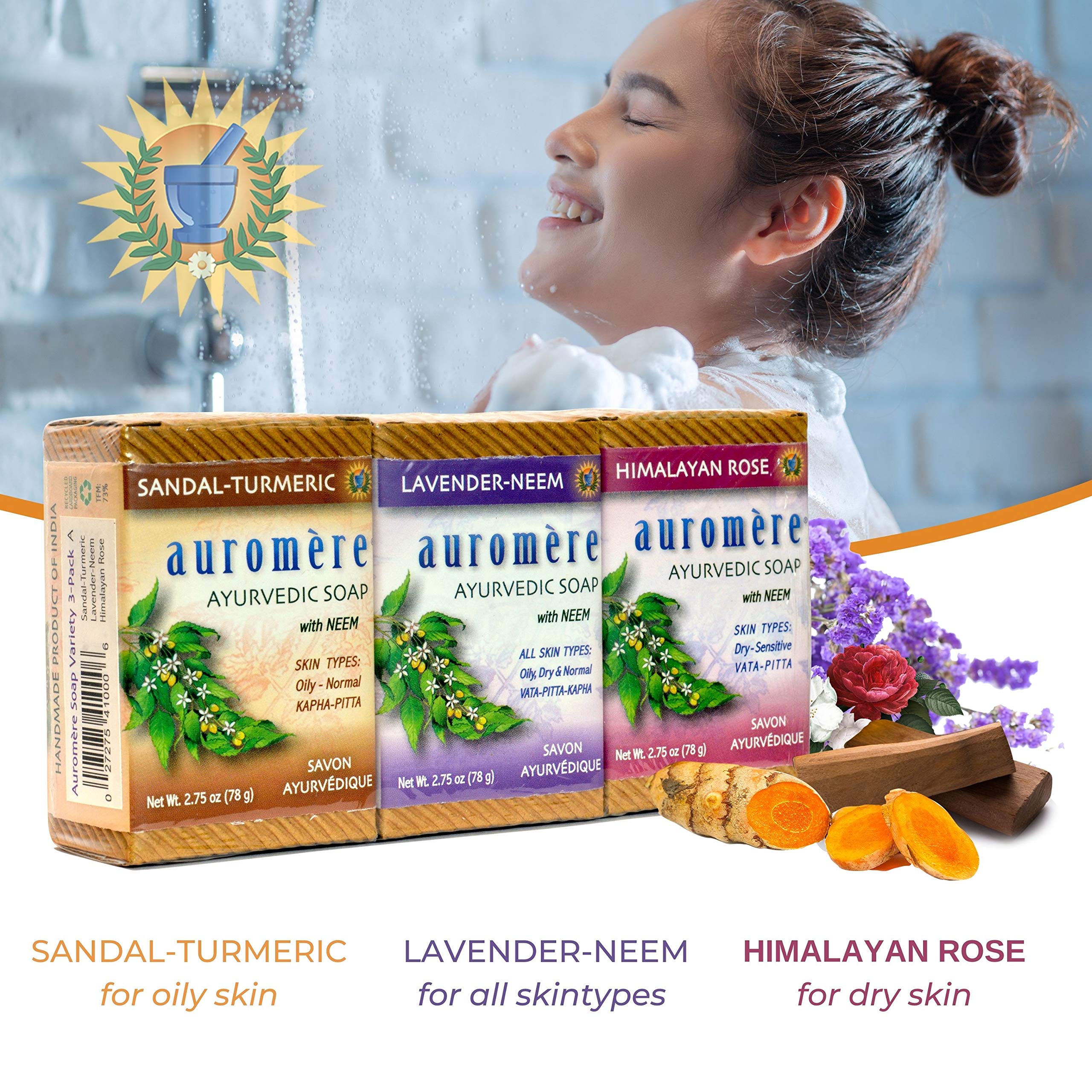 Auromere handmade vegan soap bundle offers versatile skincare options