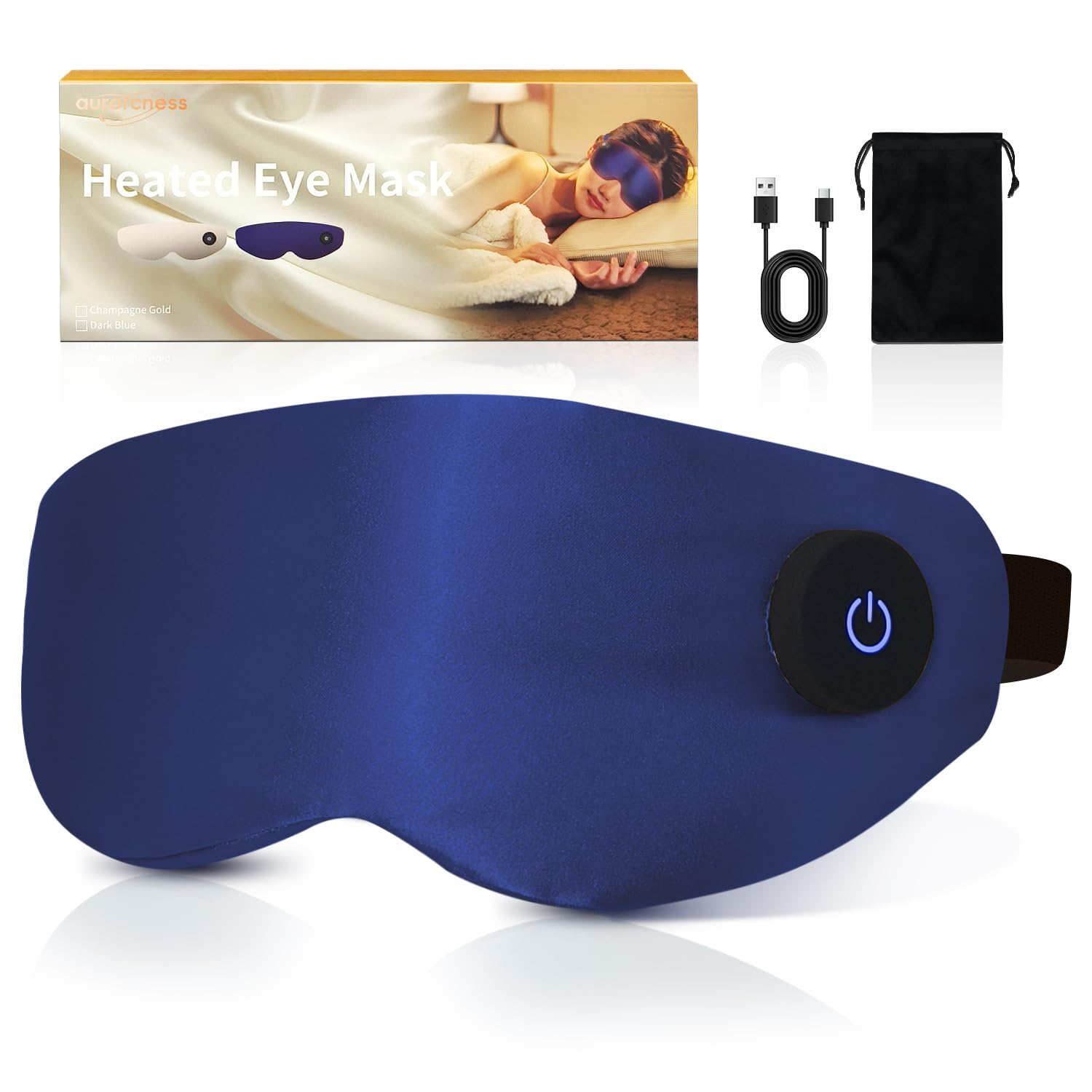 Aurorcness heated eye mask with graphene heat layer for soothing warmth and comfort.